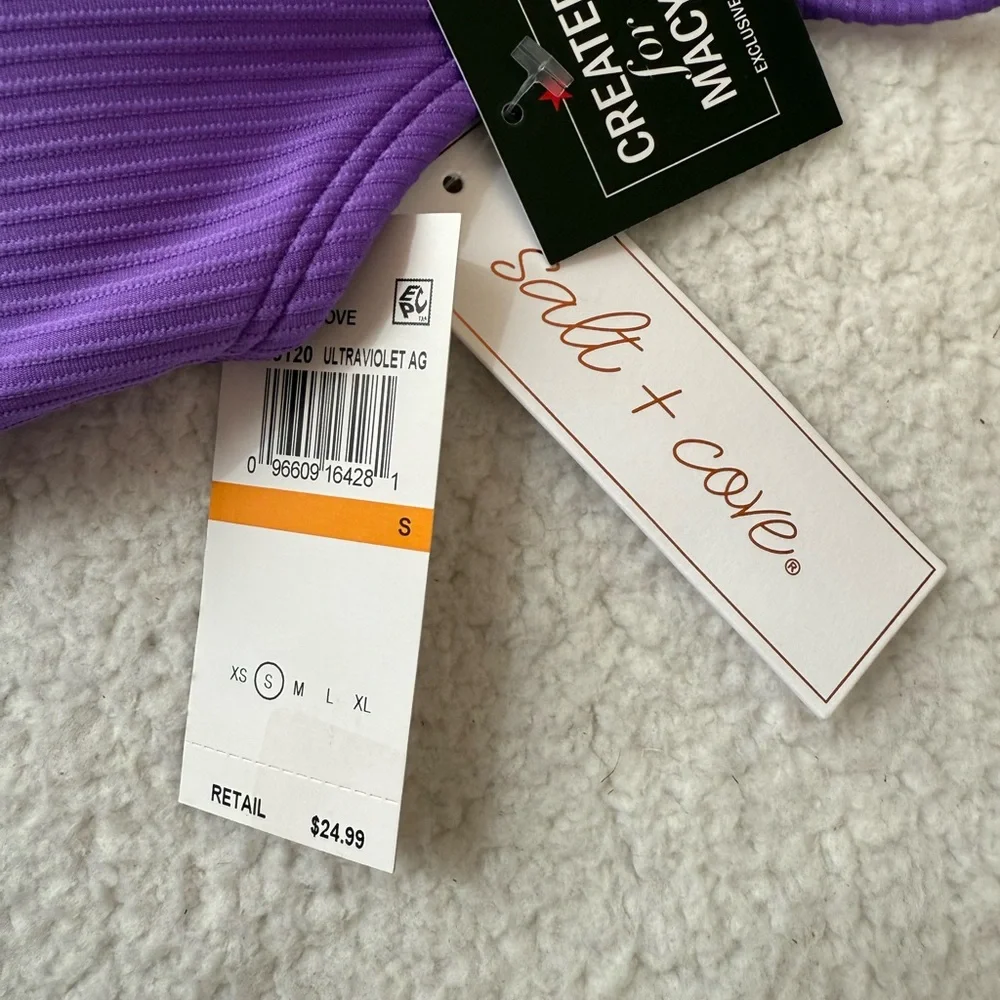 Salt + Cove ribbed purple bikini top